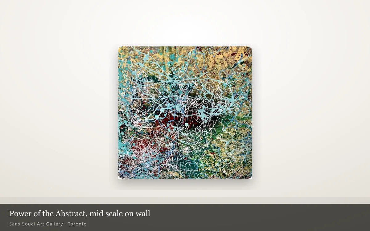 The Power of the Abstract shown whole, hung at mid scale on a gallery wall