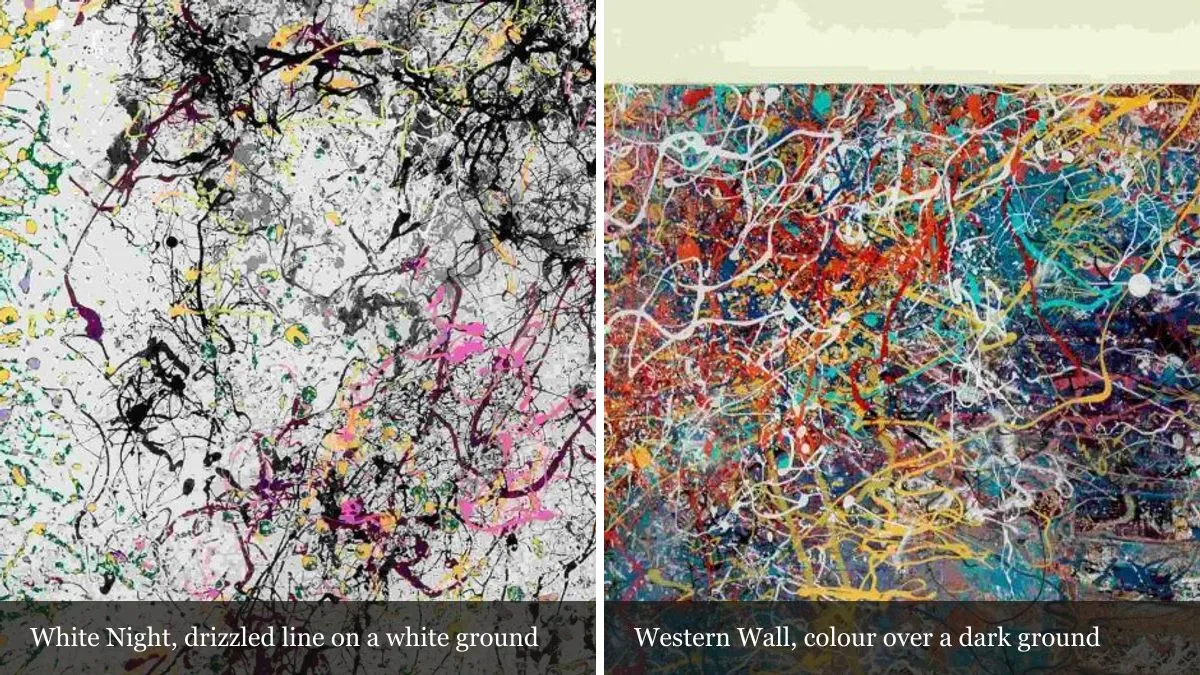 Magnified details from two Sans Souci originals of identical year, size and materials