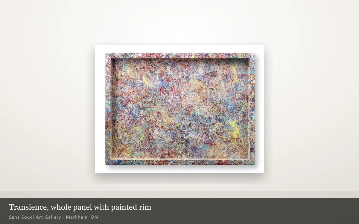 Transience, 12 by 16 inches, hung whole on a lit gallery wall