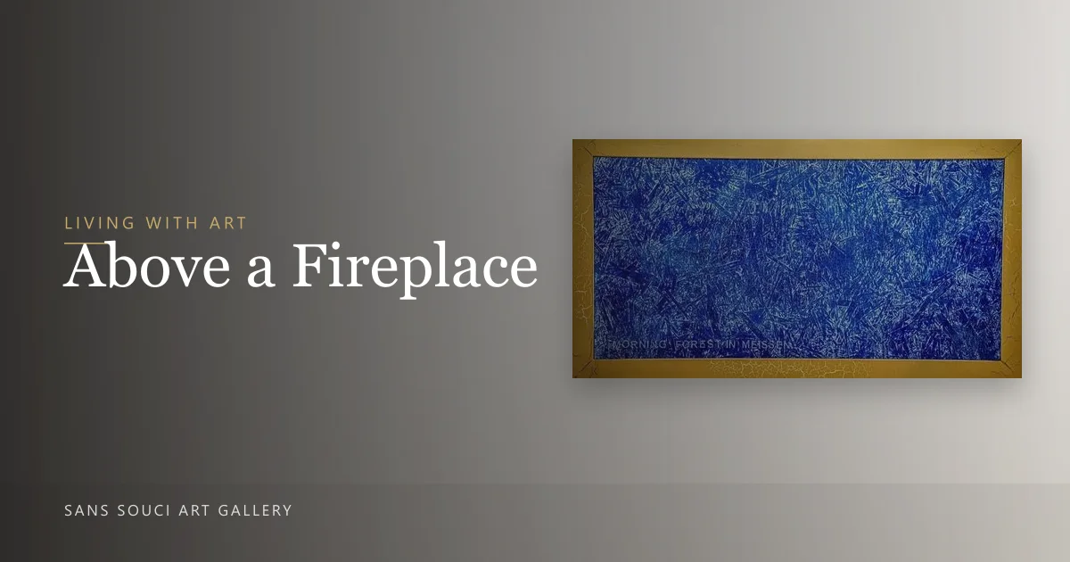 A painting above a fireplace