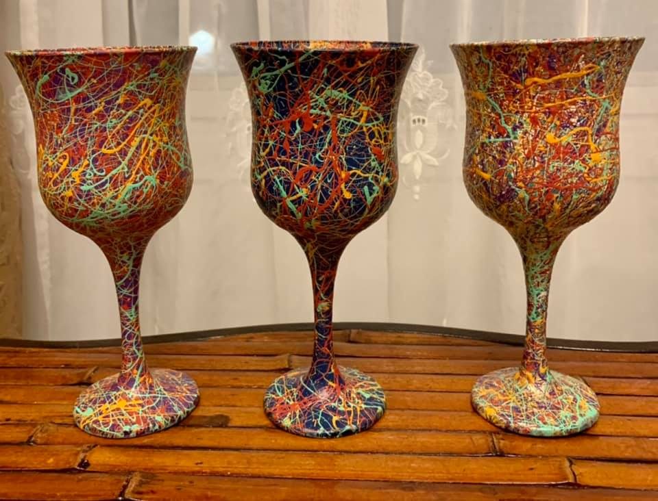 Hand - painted Wine Glass (I) — Acrylic, sealed with varnish by Sergei Troshin