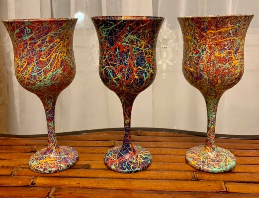 Hand - painted Wine Glass — Acrylic, sealed with varnish by Sergei Troshin