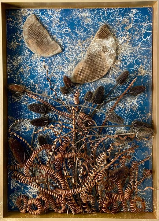The Choice (2026) — Mixed media installation: acrylic, resin, metal elements on panel by Sergei Troshin