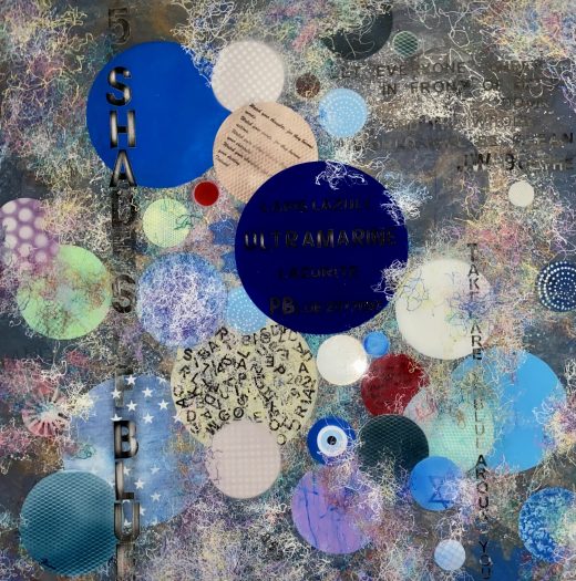 5 Shades Of Blue (2022) — Acrylic, collages on plywood, 
Sealed with resin by Sergei Troshin